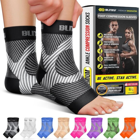 Compression Socks Plantar Fasciitis Achilles Tendonitis Arthritis Relief L-XL - Picture 1 of 9